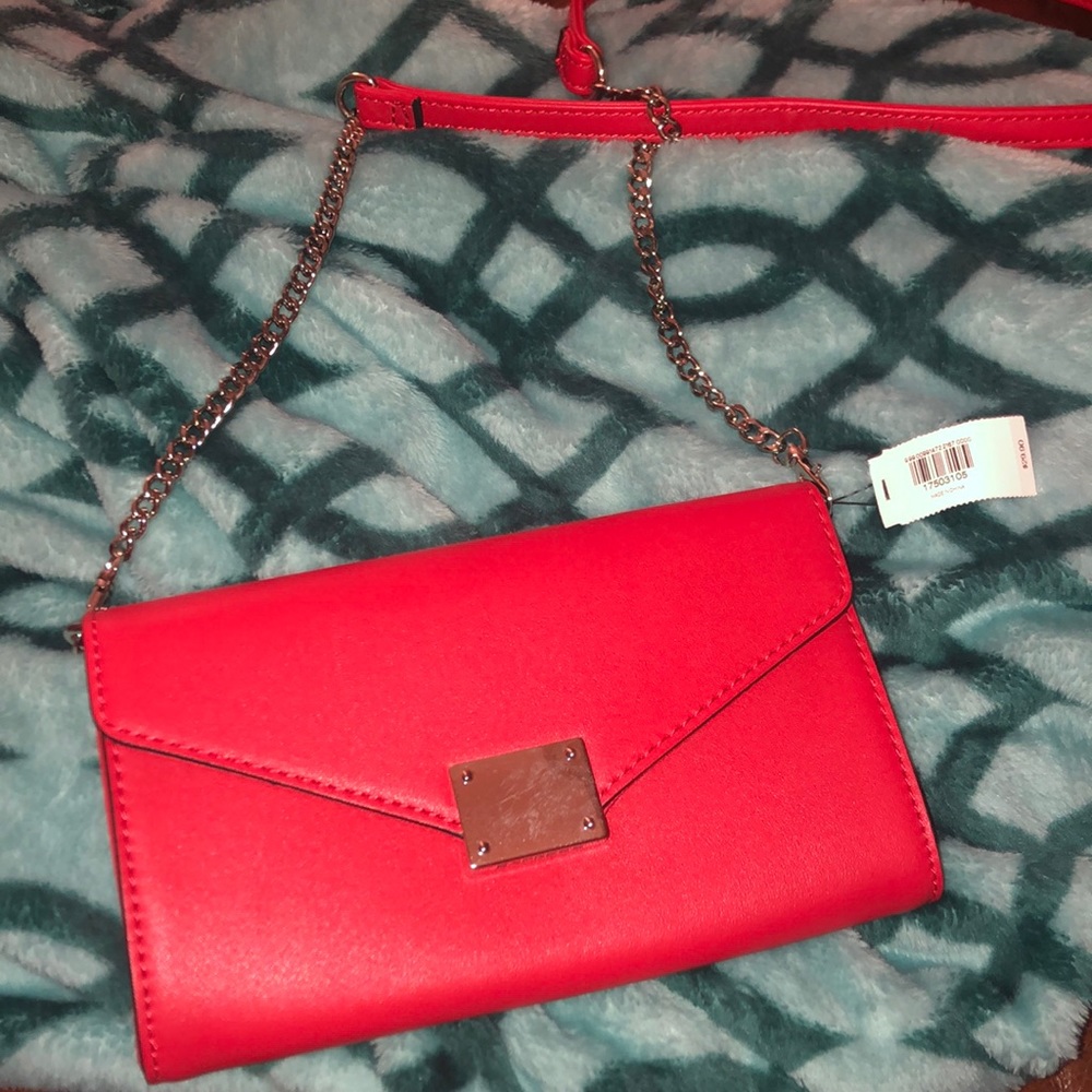 Express new crossbody bag red with silver chain